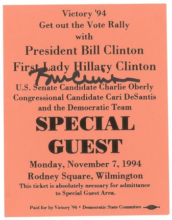 Lot #84 Bill Clinton Ticket - Image 1