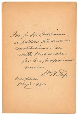 Lot #28 William H. Taft: Presented to 