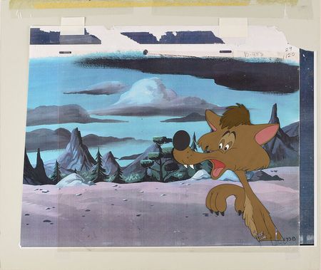 Lot #474 Bent-Tail coyote production cel from a Pluto short - Image 1