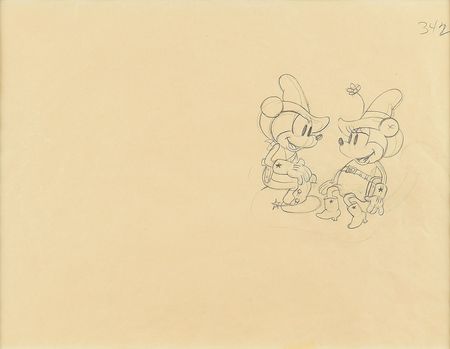 Lot #459 Mickey and Minnie Mouse production drawing from Two-Gun Mickey Production Drawing - Image 1