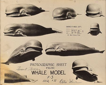 Lot #473 Monstro photostat model sheet from Pinocchio signed by Frank Thomas and Ollie Johnston - Image 1