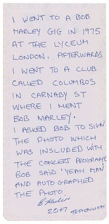 Lot #557 Bob Marley: Ideal portrait of the reggae legend—