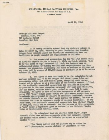 Lot #718 Branch Rickey Signed Document - Image 2