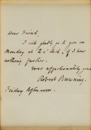 Lot #477 Robert Browning Handwritten Letter Signed - Image 2