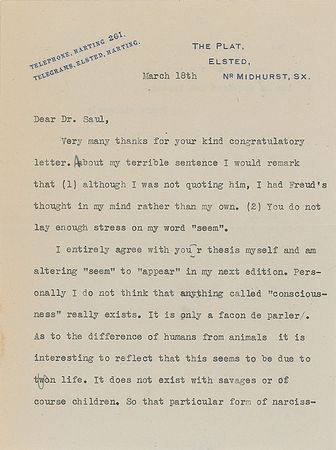 Lot #264 Sigmund Freud: Ernest Jones: 