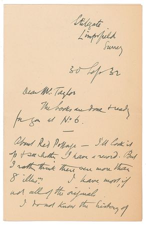 Lot #444 Arthur Rackham Handwritten Letter Signed - Image 1