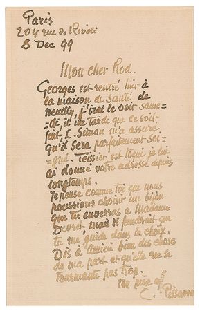 Lot #411 Camille Pissarro Handwritten Letter Signed - Image 1