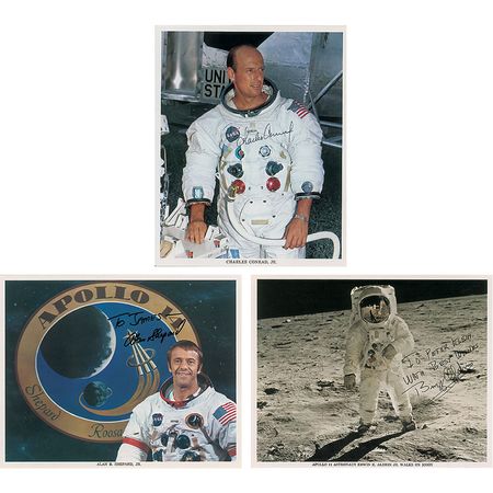 Lot #370 Moonwalkers: Aldrin, Shepard, and Conrad Signed Photographs - Image 1