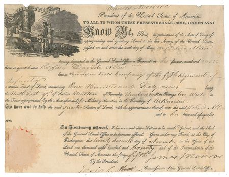 Lot #2 James Monroe Signed Document
