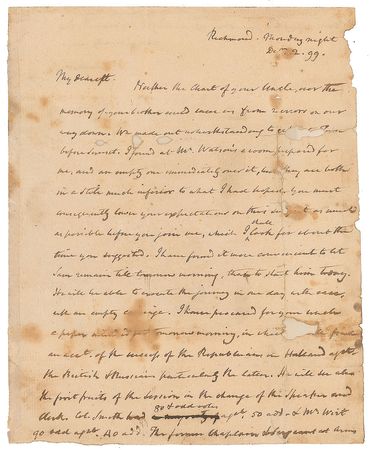 Lot #1 James Madison: In an early letter to Dolley