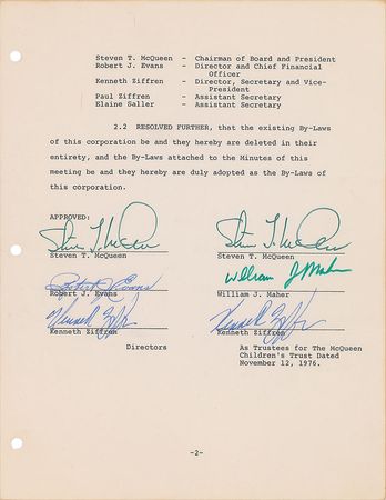 Lot #636 Steve McQueen Signed Document - Image 1