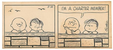 Lot #460 Charles Schulz: Schulz inks Charlie Brown as a 