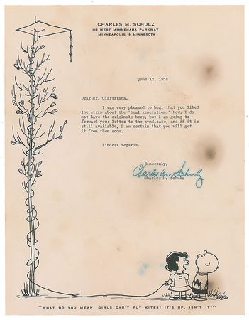 Lot #460 Charles Schulz: Schulz inks Charlie Brown as a 