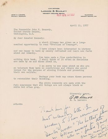 Lot #45 John F. Kennedy: Quoting Dante's Inferno: 