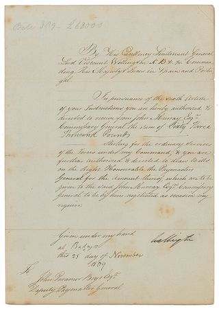 Lot #317 Duke of Wellington: Wellington draws £63,000 to pay his troops - Image 1