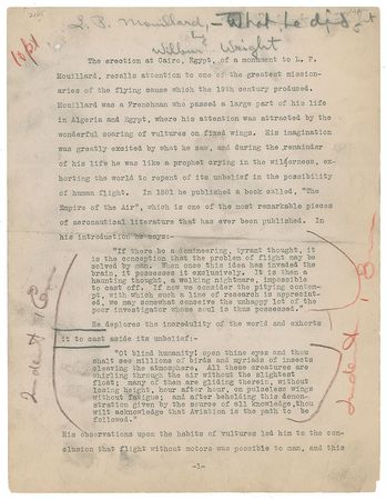 Lot #325 Wilbur Wright: Working manuscript of Wilbur's articlepublished in the Aero Club of America Bulletin, April 1912 - Image 2
