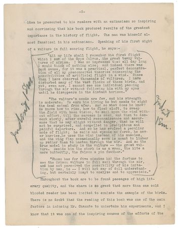 Lot #325 Wilbur Wright: Working manuscript of Wilbur's articlepublished in the Aero Club of America Bulletin, April 1912 - Image 3