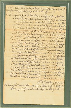 Lot #197 Richard Stockton: Rare triple-signed autograph legal document by the New Jersey patriot - Image 1
