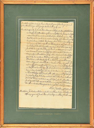 Lot #197 Richard Stockton: Rare triple-signed autograph legal document by the New Jersey patriot - Image 2
