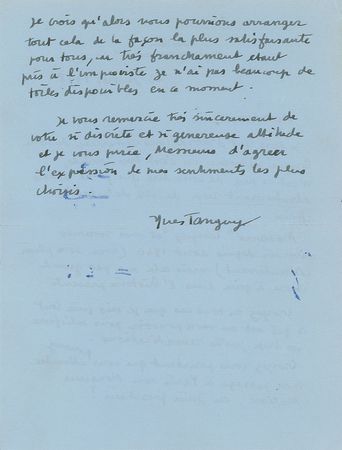 Lot #418 Yves Tanguy Handwritten Letter Signed - Image 2
