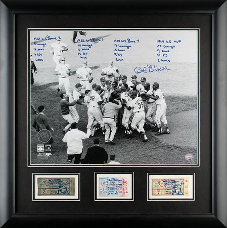 Lot #700 Bob Gibson Signed Photograph and Ticket Stubs - Image 1