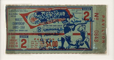 Lot #700 Bob Gibson Signed Photograph and Ticket Stubs - Image 2