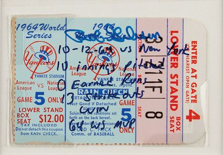 Lot #700 Bob Gibson Signed Photograph and Ticket Stubs - Image 3
