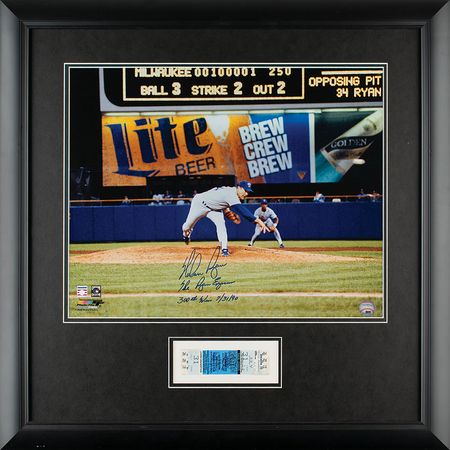 Lot #721 Nolan Ryan Signed Photograph and Ticket - Image 1