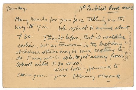 Lot #437 Henry Moore Handwritten Letter Signed - Image 1