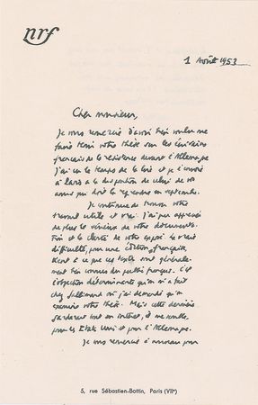 Lot #480 Albert Camus: Camus ponders a 