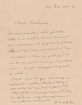 Lot #400 Henri Matisse: Matisse feeds his birds: 