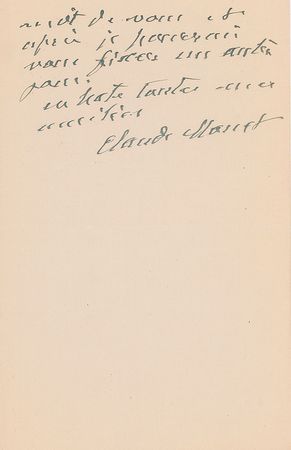 Lot #406 Claude Monet Handwritten Letter Signed - Image 2