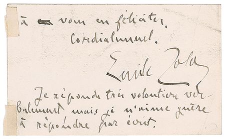 Lot #498 Emile Zola Signed Note - Image 1