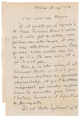 Lot #499 Emile Zola: Zola on Saint Bernadette of Lourdes - Image 1