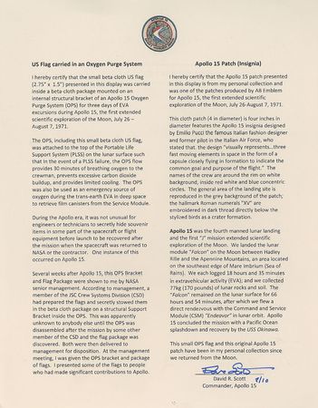 Lot #8336 Dave Scott's Apollo 15 Lunar Flown Flag - Image 2