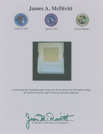 Lot #8149 Jim McDivitt's Flown Apollo 9 Clip - Image 3