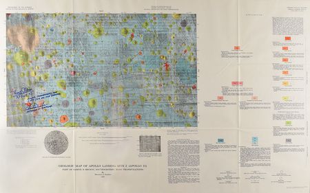 Lot #8210 Buzz Aldrin and Charlie Duke Signed Lunar Map - Image 1