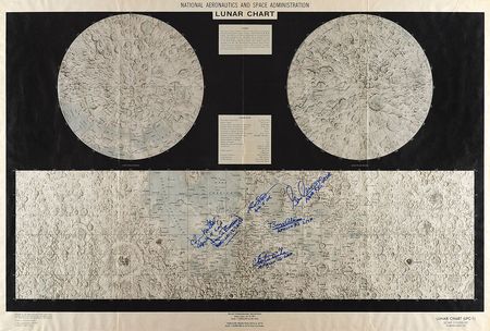 Lot #8135  Apollo Astronaut Signed Lunar Chart - Image 1