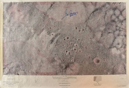 Lot #8359 Gene Cernan Signed Topographic Lunar Map - Image 1