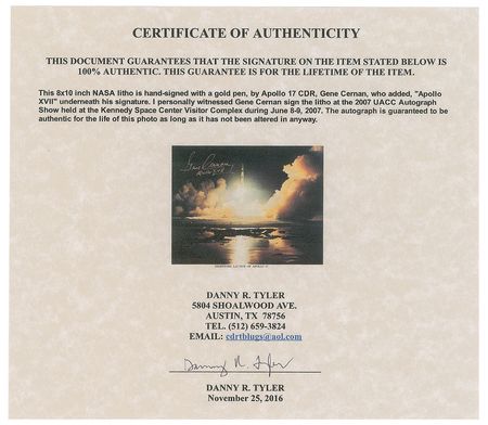 Lot #8506 Gene Cernan Signed Photograph - Image 2