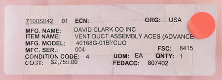 Lot #8672  Space Shuttle Advanced Crew Escape Suit Vent Duct Assembly - Image 6