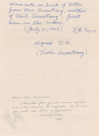 Lot #515  Apollo 11: Viola Armstrong - Image 3