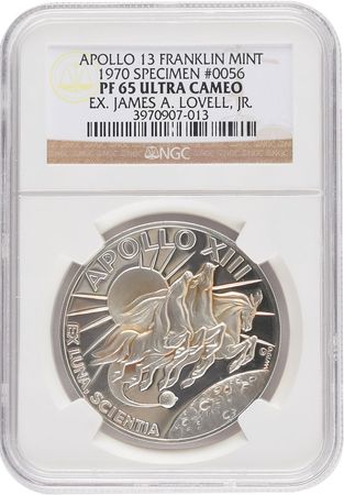 Lot #8313 James Lovell's Apollo 13 Franklin Mint Medallion - Image 1