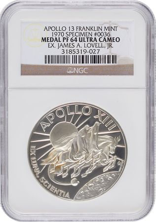 Lot #8312 James Lovell's Apollo 13 Franklin Mint Medal - Image 1