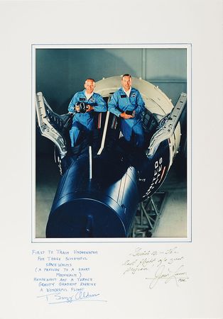 Lot #8060 Buzz Aldrin and James Lovell Signed Photograph - Image 1