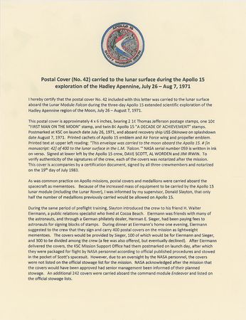 Lot #8339 Dave Scott's Apollo 15 Lunar Surface-Flown Sieger Crew-Owned Cover - Image 4