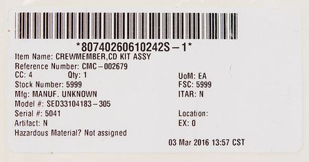 Lot #8638  Space Shuttle CD Kit Assembly - Image 6