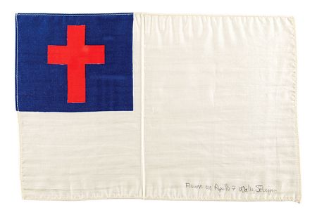 Lot #8145  Apollo 7 Flown Flag Signed by Wally Schirra - Image 1