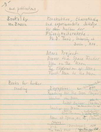 Lot #8372 Wernher von Braun Handwritten Manuscript - Image 10