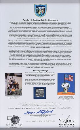 Lot #8394  Apollo 10 Kapton Foil Display Signed by Tom Stafford - Image 1